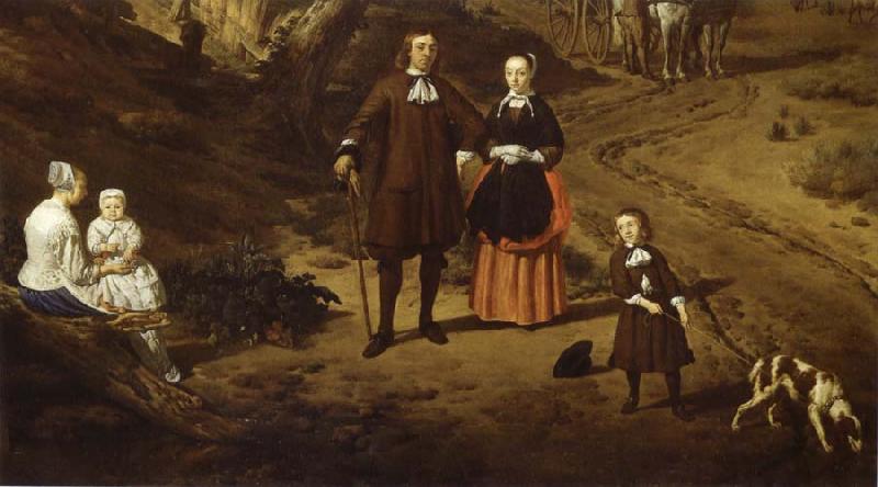 REMBRANDT Harmenszoon van Rijn Portrait of a couple with two children and a Nursemaid in a Landscape oil painting picture